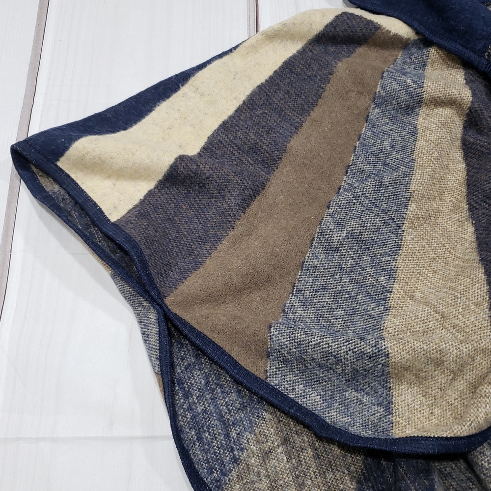 Sunburst Swing Striped Poncho Boho Hooded Jacket - Picture 10 of 12